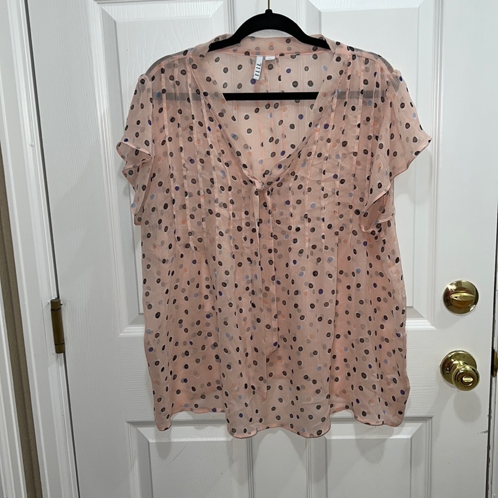 Elle Pink Ruffled Cap Sleeve Blouse